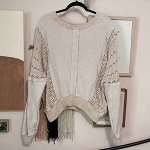 Altar'd State Cream Sweater with Lace Accents